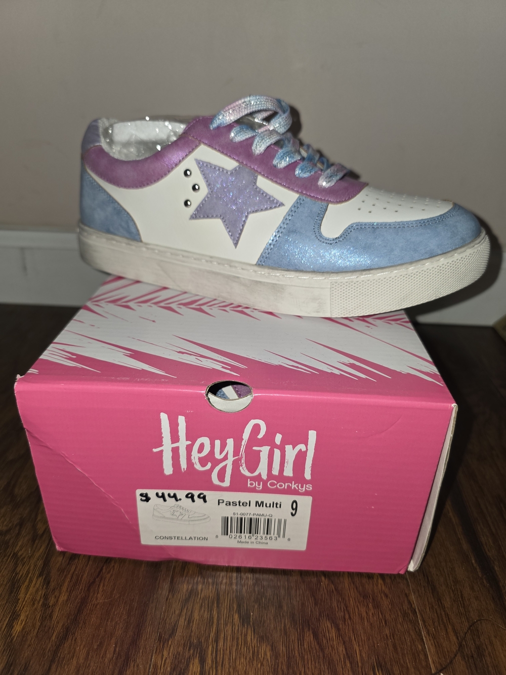 Corkys Pastel Multi Glitter Star Lace-Up Sneakers